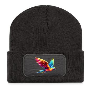 3d geometric multicolor origami parrot - Recycled Patch Beanie - dark grey - Front