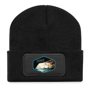 Algar dos Capitaes Höhle, Lagoa, Algarve - Recycelte Patch Beanie - Schwarz - Vorne