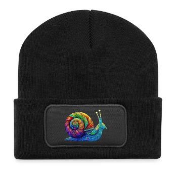 Schnecke - Recycelte Patch Beanie - Schwarz - Vorne