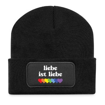 LGBT Pride Month - Liebe ist Liebe - Recycled Patch Beanie - black - Front