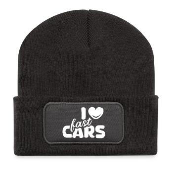 i love cars Autos Sportauto Tuner Symbol Logo icon - Recycelte Patch Beanie - Dunkelgrau - Vorne