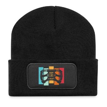 Rétro Racing Sim Formula Volant Logo de voiture vintage - Beanie recyclé à patch - noir - Devant