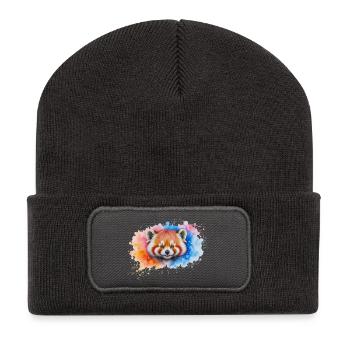Aquarelle Red Panda Splash - Beanie recyclé à patch - charbon - Devant