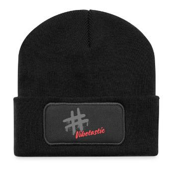 Vibetastic hatch tag slogan - Recycled Patch Beanie - black - Front