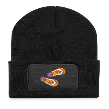 pantoufles hawaï tongs vacances été fleur fun - Beanie recyclé à patch - noir - Devant