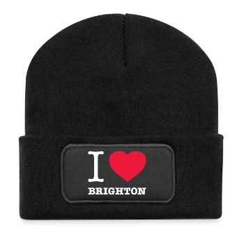 I LOVE BRIGHTON - Recycelte Patch Beanie - Schwarz - Vorne