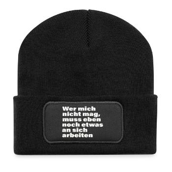 WER MICH NICHT MAG - Recycelte Patch Beanie - Schwarz - Vorne