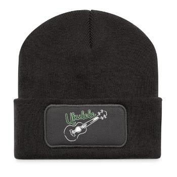 Ukulele - Music Lover - Recycelte Patch Beanie - Dunkelgrau - Vorne