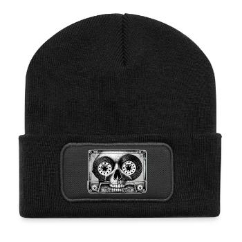Cassette Skull - Bande Sonore de la Vie - Beanie recyclé à patch - noir - Devant