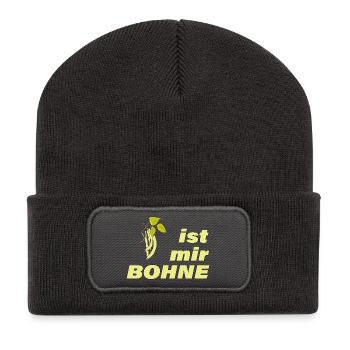 HARICOT - Beanie recyclé à patch - charbon - Devant
