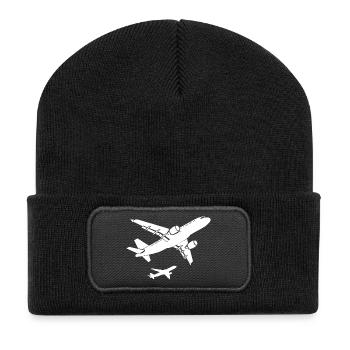 Aircraft Drawing - Recycled Patch Beanie - black - Front