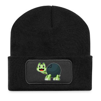 Schildkröte Bowling Bowlingkugel - Recycelte Patch Beanie - Schwarz - Vorne