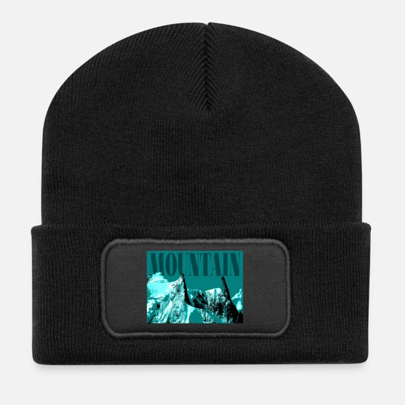 Abstract Icy Mountain - Recycled Patch Beanie - black