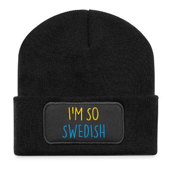 JE SUIS TELLEMENT SUÉDOIS SUÈDE Schweden - Beanie recyclé à patch - noir - Devant