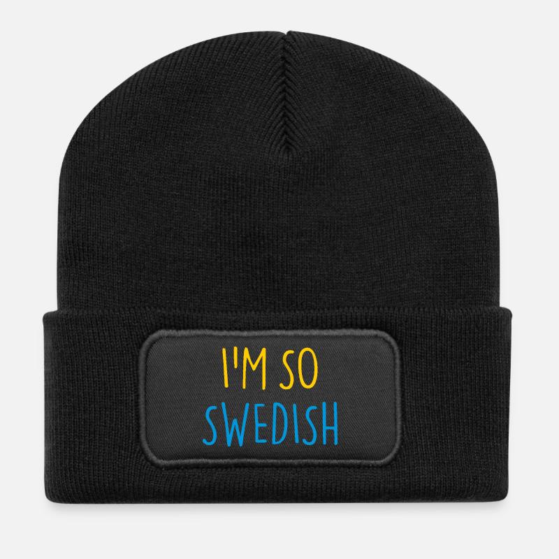 I'M SO SWEDISH Sweden Schweden - Recycelte Patch Beanie - Schwarz