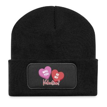Will_You_Be_My_Valentine? - Recycelte Patch Beanie - Schwarz - Vorne