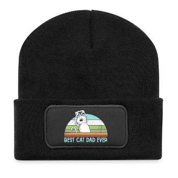 Best Cat Dad Katzen Papa Vintage Katzenliebhaber - Recycelte Patch Beanie - Schwarz - Vorne