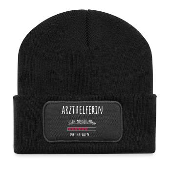 Arzthelferin Ausbildung Beruf Geschenk - Recycelte Patch Beanie - Schwarz - Vorne