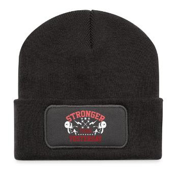 Stärker als gestern - Recycelte Patch Beanie - Dunkelgrau - Vorne