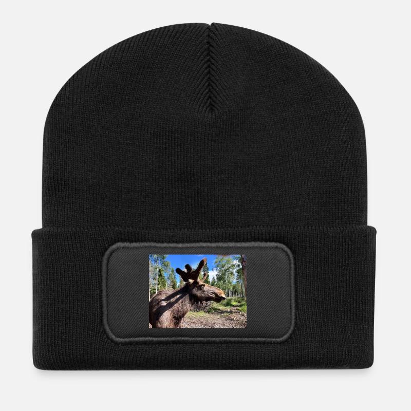 Elch - Recycelte Patch Beanie - Schwarz