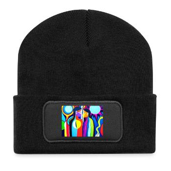Kulturelle Vielfalt abstrakt - Recycelte Patch Beanie - Schwarz - Vorne