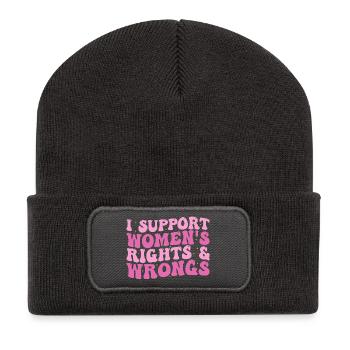 I support women's rights & wrongs - Recycled Patch Beanie - dark grey - Front