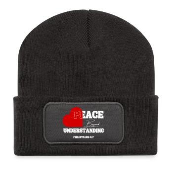 Peace Beyond Understanding – Philippians 4:7 - Recycled Patch Beanie - dark grey - Front