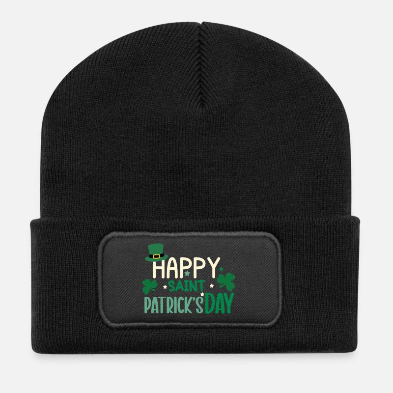 Happy St patrick's day - Recycled Patch Beanie - black