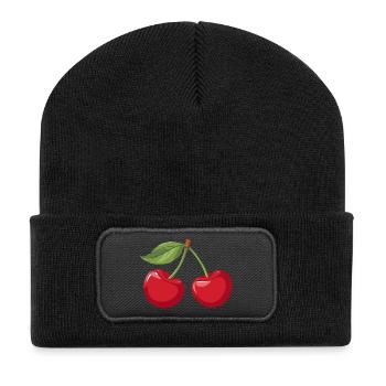 Illustration de cerise vibrante - Beanie recyclé à patch - noir - Devant