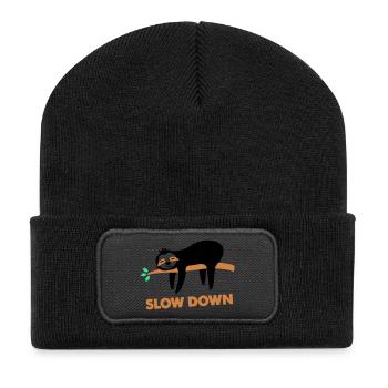 faultier slow down - Recycelte Patch Beanie - Schwarz - Vorne