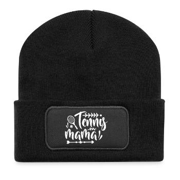 Tennis Mama Tennisspieler Spruch Geschenk Sport - Recycelte Patch Beanie - Schwarz - Vorne