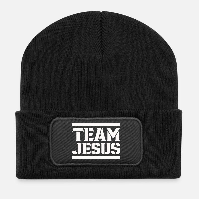 jesus team - Recycelte Patch Beanie - Schwarz