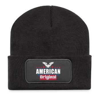 Patriotic Eagle American Flag Design - Recycled Patch Beanie - dark grey - Front