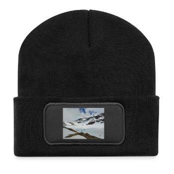 Alpine landscape, turquoise icy lake - Recycled Patch Beanie - black - Front
