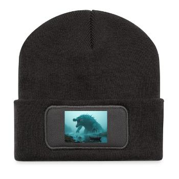 Afanc, keltisch-walisisches Seeungeheuer einer alten Legende - Recycelte Patch Beanie - Dunkelgrau - Vorne