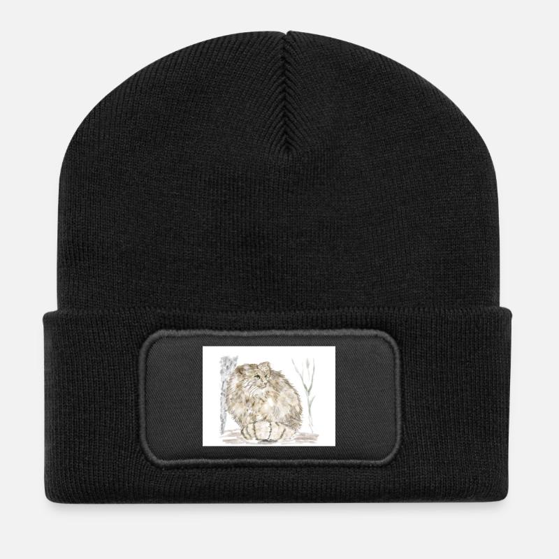 Chat sauvage de Manul - Beanie recyclé à patch - noir
