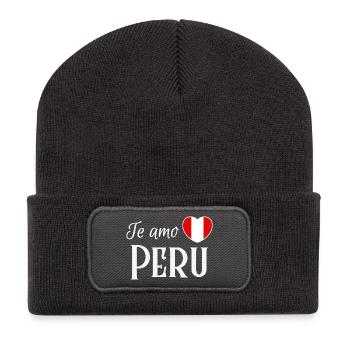 Je t’aime Pérou, fierté péruvienne - Beanie recyclé à patch - charbon - Devant