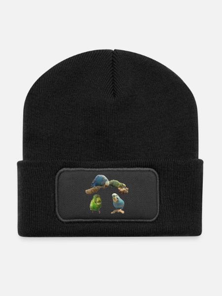 Wellensittiche - Recycelte Patch Beanie - Schwarz