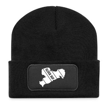 Retro Sachsen Gruss - Recycelte Patch Beanie - Schwarz - Vorne
