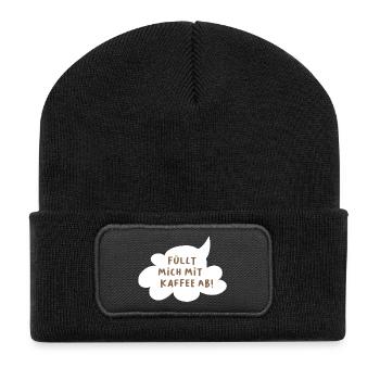 Coffee Cloud Speech Bubble Office Humor Cool Sayings - Recycled Patch Beanie - black - Front