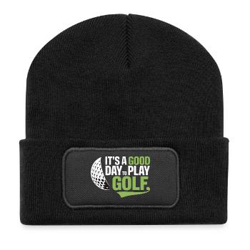Es ist ein guter Tag, um Golf zu spielen - Recycelte Patch Beanie - Schwarz - Vorne