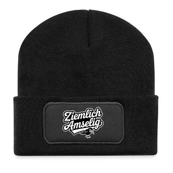 Ziemlich Amselig - Funny Deutsche Memes - Recycelte Patch Beanie - Schwarz - Vorne