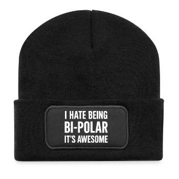Ironischer Spruch über Bipolarität für Gamer - Recycelte Patch Beanie - Schwarz - Vorne