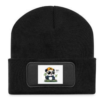 Panda DJ avec Bâtons de Bambou - Beanie recyclé à patch - noir - Devant