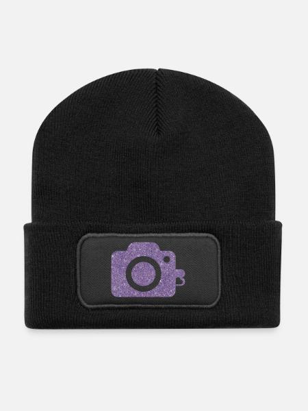 Cam logo design - Recycelte Patch Beanie - Schwarz
