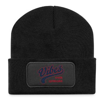L’ambiance plutôt que les opinions Rétro Typographie délavée - Beanie recyclé à patch - noir - Devant