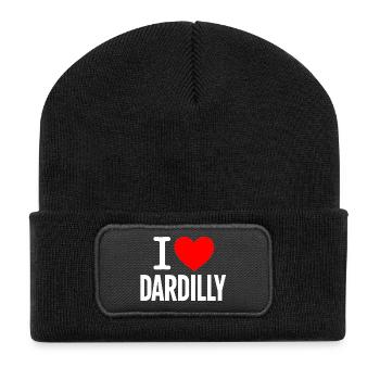 ICH LIEBE DARDILLY - Recycelte Patch Beanie - Schwarz - Vorne