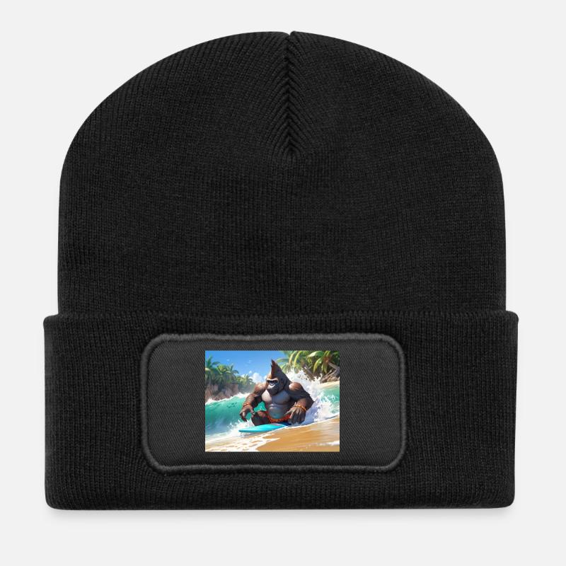 Gorilla surfur tropical - Recycled Patch Beanie - black