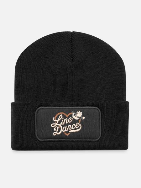 Linedance Herz mit Cowboyhut Design - Recycelte Patch Beanie - Schwarz