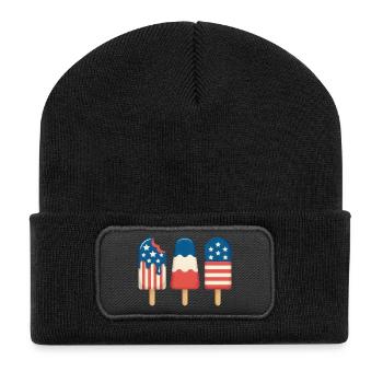 Cream Lover Independence Day 4th of July - Recycled Patch Beanie - black - Front